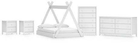 Hallityn 5-Piece Full Tent Bed with Dresser, Chest and 2 Nightstands (Full Tent Bed, Dresser, Chest of Drawers, Nightstand, Nightstand)