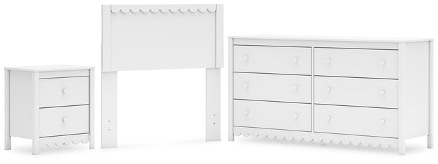 Hallityn 3-Piece Twin Panel Headboard with Dresser and Nightstand (Twin Panel Headboard, Dresser, Nightstand)