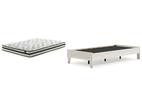 Socalle 2-Piece Twin Platform Bed with Mattress (Twin Platform Bed, 8 Inch Chime Innerspring Twin Mattress in a Box)