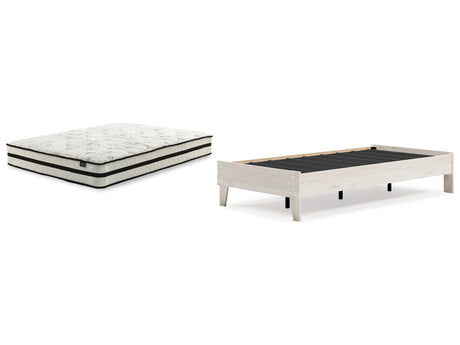 Socalle 2-Piece Twin Platform Bed with Mattress (Twin Platform Bed, Chime 10 Inch Hybrid Twin Mattress in a Box)