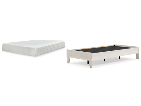 Socalle 2-Piece Twin Platform Bed with Mattress (Twin Platform Bed, 10 Inch Chime Memory Foam Twin Mattress in a Box)
