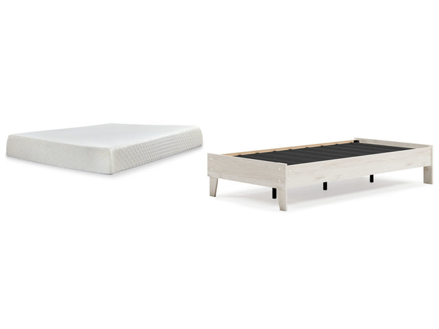 Socalle 2-Piece Twin Platform Bed with Mattress (Twin Platform Bed, 10 Inch Chime Memory Foam Twin Mattress in a Box)