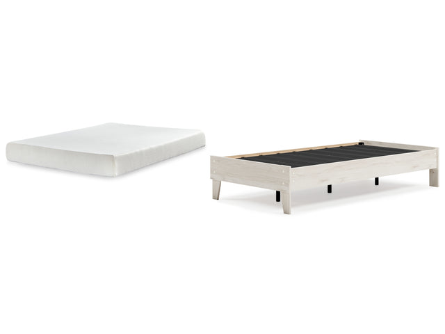 Socalle 2-Piece Twin Platform Bed with Mattress (Twin Platform Bed, Chime 8 Inch Memory Foam Twin Mattress in a Box)