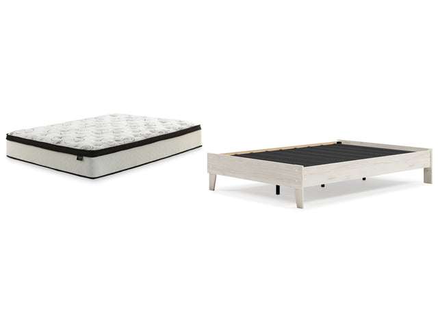 Socalle 2-Piece Full Platform Bed with Mattress (Full Platform Bed, Chime 12 Inch Hybrid Full Mattress in a Box)