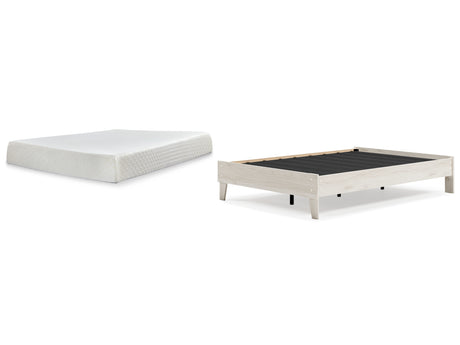 Socalle 2-Piece Full Platform Bed with Mattress (Full Platform Bed, 10 Inch Chime Memory Foam Full Mattress in a Box)