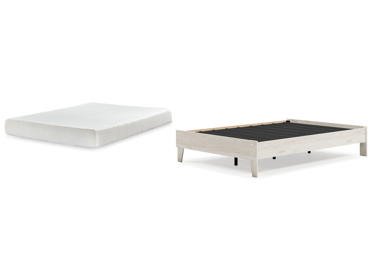 Socalle 2-Piece Full Platform Bed with Mattress (Full Platform Bed, Chime 8 Inch Memory Foam Full Mattress in a Box)