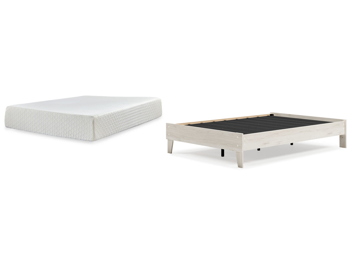 Socalle 2-Piece Full Platform Bed with Mattress (Full Platform Bed, Chime 12 Inch Memory Foam Full Mattress in a Box)