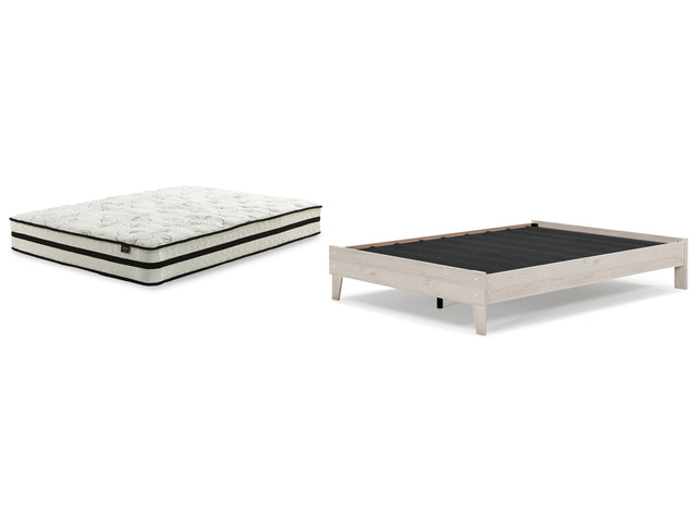 Socalle 2-Piece Queen Platform Bed with Mattress (Queen Platform Bed, Chime 10 Inch Hybrid Queen Mattress in a Box)