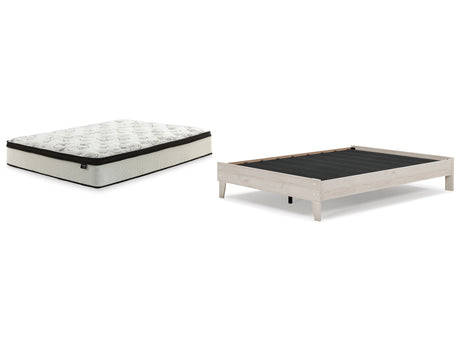 Socalle 2-Piece Queen Platform Bed with Mattress (Queen Platform Bed, Chime 12 Inch Hybrid Queen Mattress in a Box)