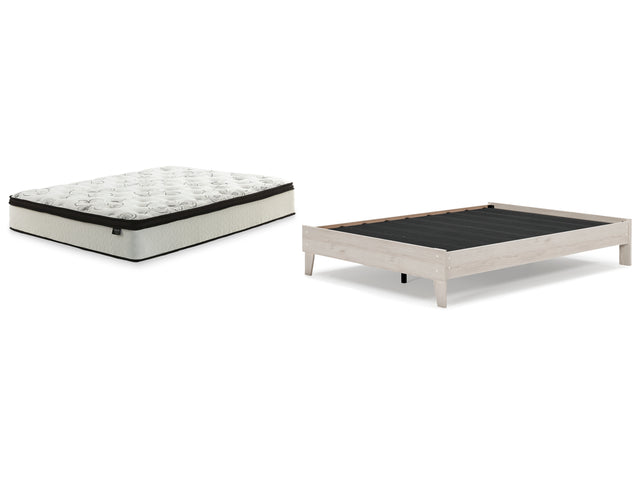 Socalle 2-Piece Queen Platform Bed with Mattress (Queen Platform Bed, Chime 12 Inch Hybrid Queen Mattress in a Box)