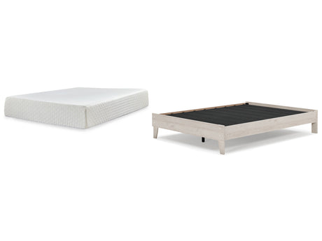 Socalle 2-Piece Queen Platform Bed with Mattress (Queen Platform Bed, Chime 12 Inch Memory Foam Queen Mattress in a Box)