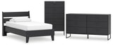 Socalle 4-Piece Twin Panel Platform Bed with Dresser and Chest (Twin Platform Bed, Twin Panel Headboard, Dresser, Chest of Drawers)