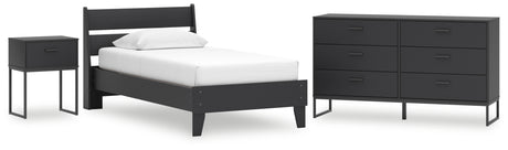 Socalle 4-Piece Twin Panel Platform Bed with Dresser and Nightstand (Twin Platform Bed, Twin Panel Headboard, Dresser, Nightstand)