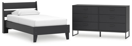 Socalle 3-Piece Twin Panel Platform Bed with Dresser (Twin Platform Bed, Twin Panel Headboard, Dresser)