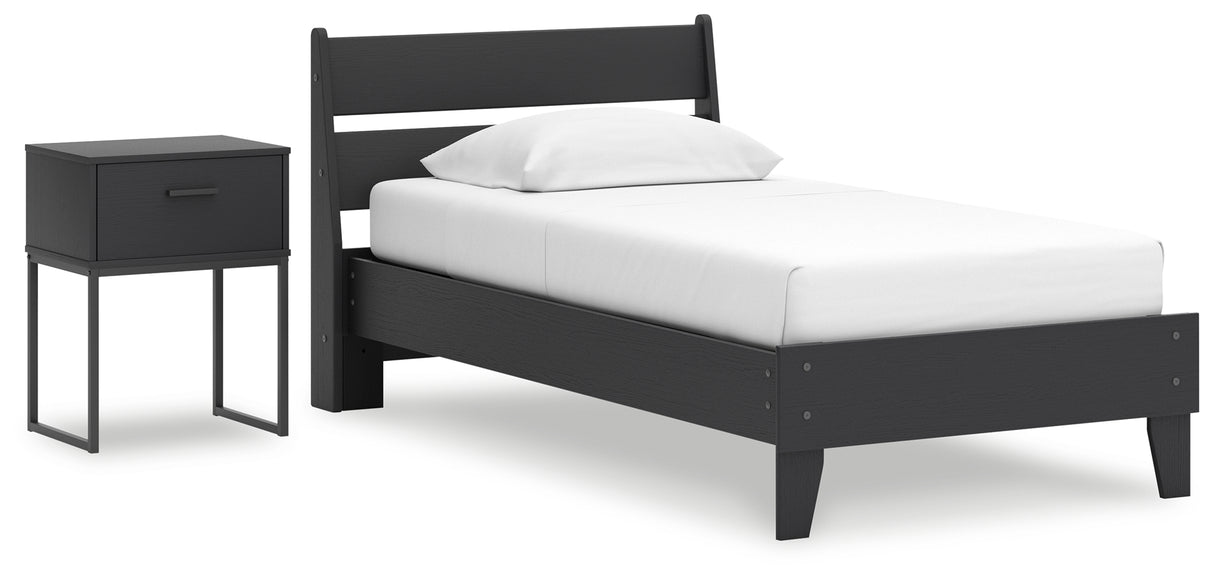 Socalle 3-Piece Twin Panel Platform Bed with Nightstand (Twin Platform Bed, Twin Panel Headboard, Nightstand)