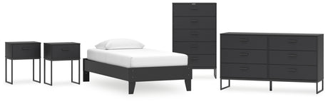 Socalle 5-Piece Twin Platform Bed with Dresser, Chest and 2 Nightstands (Twin Platform Bed, Dresser, Chest of Drawers, Nightstand, Nightstand)