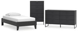 Socalle 3-Piece Twin Platform Bed with Dresser and Chest (Twin Platform Bed, Dresser, Chest of Drawers)