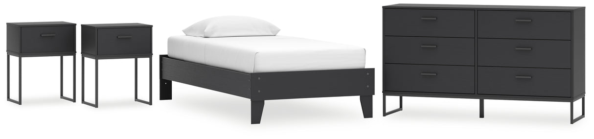 Socalle 4-Piece Twin Platform Bed with Dresser and 2 Nightstands (Twin Platform Bed, Dresser, Nightstand, Nightstand)