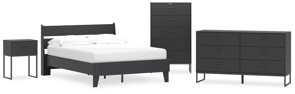 Socalle 5-Piece Full Panel Platform Bed with Dresser, Chest and Nightstand (Full Platform Bed, Full Panel Headboard, Dresser, Chest of Drawers, Nightstand)