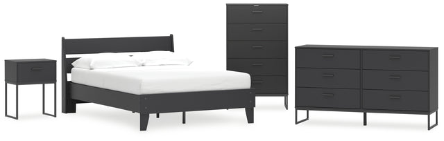 Socalle 5-Piece Full Panel Platform Bed with Dresser, Chest and Nightstand (Full Platform Bed, Full Panel Headboard, Dresser, Chest of Drawers, Nightstand)
