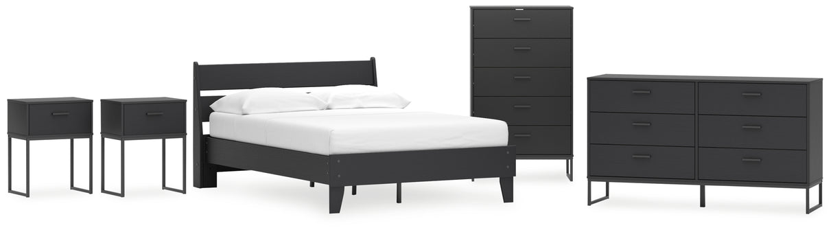 Socalle 6-Piece Full Panel Platform Bed with Dresser, Chest and 2 Nightstands (Full Platform Bed, Full Panel Headboard, Dresser, Chest of Drawers, Nightstand, Nightstand)