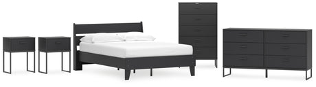 Socalle 6-Piece Full Panel Platform Bed with Dresser, Chest and 2 Nightstands (Full Platform Bed, Full Panel Headboard, Dresser, Chest of Drawers, Nightstand, Nightstand)