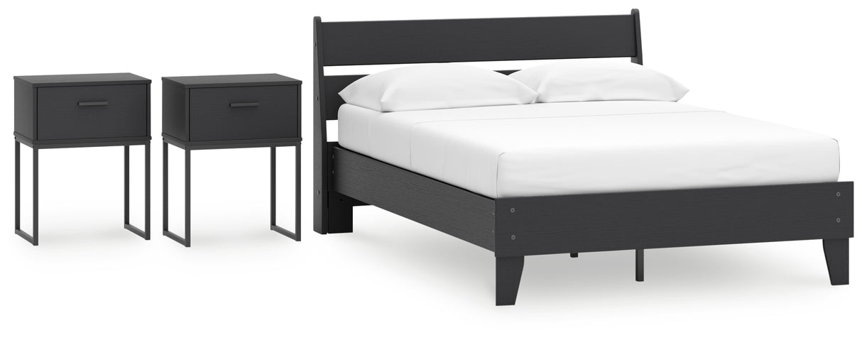 Socalle 4-Piece Full Panel Platform Bed with 2 Nightstands (Full Platform Bed, Full Panel Headboard, Nightstand, Nightstand)