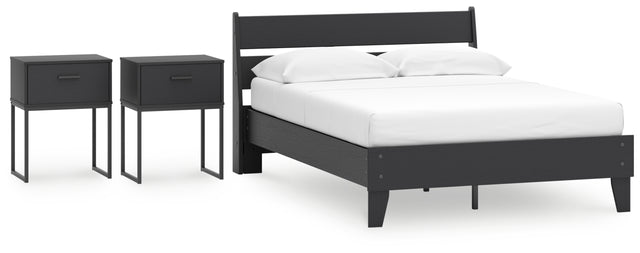 Socalle 4-Piece Full Panel Platform Bed with 2 Nightstands (Full Platform Bed, Full Panel Headboard, Nightstand, Nightstand)