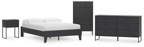 Socalle 4-Piece Full Platform Bed with Dresser and Nightstand (Full Platform Bed, Dresser, Chest of Drawers, Nightstand)