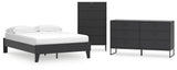 Socalle 3-Piece Full Platform Bed with Dresser and Chest (Full Platform Bed, Dresser, Chest of Drawers)