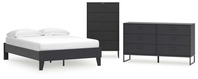 Socalle 3-Piece Full Platform Bed with Dresser and Chest (Full Platform Bed, Dresser, Chest of Drawers)