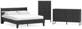 Socalle 4-Piece Queen Panel Platform Bed with Dresser and Chest (Queen Platform Bed, Queen Panel Headboard, Dresser, Chest of Drawers)