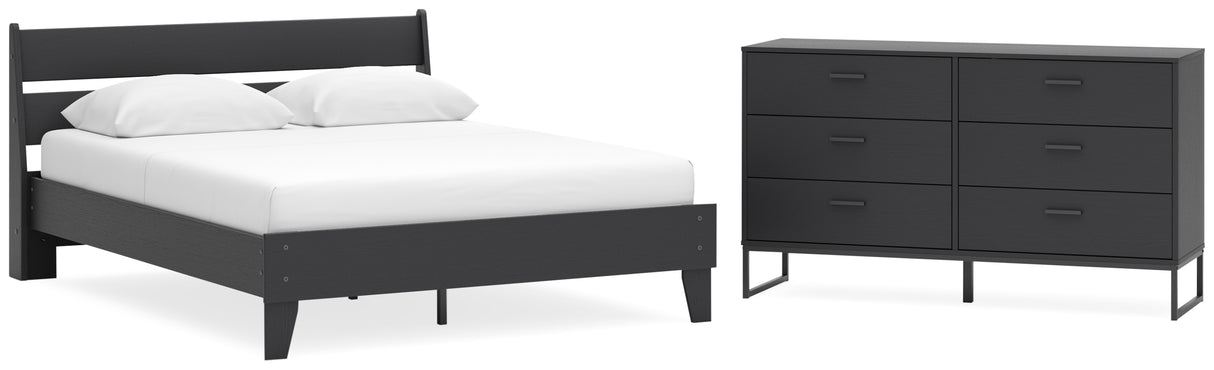 Socalle 3-Piece Queen Panel Platform Bed with Dresser (Queen Platform Bed, Queen Panel Headboard, Dresser)