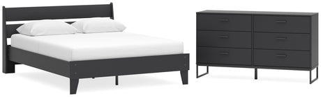 Socalle 3-Piece Queen Panel Platform Bed with Dresser (Queen Platform Bed, Queen Panel Headboard, Dresser)