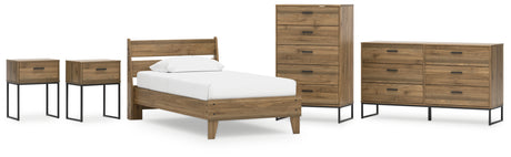 Deanlow 6-Piece Twin Platform Panel Bed with Dresser, Chest and 2 Nightstands (Twin Platform Bed, Twin Panel Headboard, Dresser, Chest of Drawers, Nightstand, Nightstand)