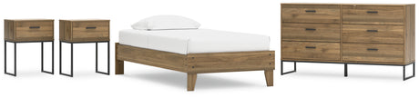 Deanlow 4-Piece Twin Platform Bed with Dresser and 2 Nightstands (Twin Platform Bed, Dresser, Nightstand, Nightstand)