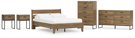 Deanlow 6-Piece Full Platform Panel Bed with Dresser, Chest and 2 Nightstands (Full Platform Bed, Full Panel Headboard, Dresser, Chest of Drawers, Nightstand, Nightstand)