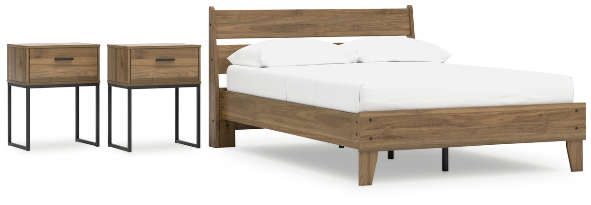 Deanlow 4-Piece Full Platform Panel Bed with 2 Nightstands (Full Platform Bed, Full Panel Headboard, Nightstand, Nightstand)