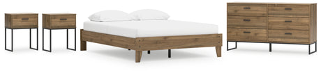 Deanlow 4-Piece Queen Platform Bed with Dresser and 2 Nightstands (Queen Platform Bed, Dresser, Nightstand, Nightstand)