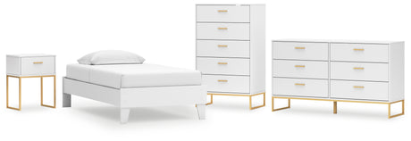 Socalle 4-Piece Twin Platform Bed with Dresser, Chest and Nightstand (Twin Platform Bed, Dresser, Chest of Drawers, Nightstand)
