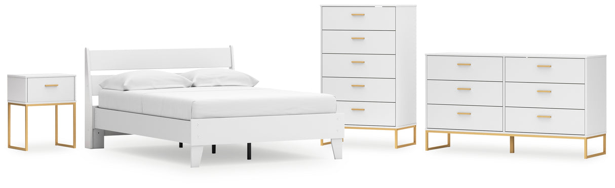 Socalle 5-Piece Full Panel Platform Bed with Dresser, Chest and Nightstand (Full Platform Bed, Full Panel Headboard, Dresser, Chest of Drawers, Nightstand)