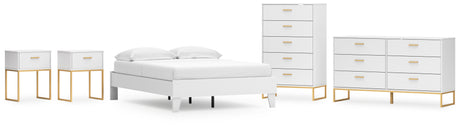 Socalle 5-Piece Full Platform Bed with Dresser, Chest and 2 Nightstands (Full Platform Bed, Dresser, Chest of Drawers, Nightstand, Nightstand)