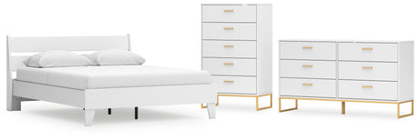 Socalle 4-Piece Queen Panel Platform Bed with Dresser and Chest (Queen Platform Bed, Queen Panel Headboard, Dresser, Chest of Drawers)
