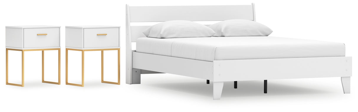 Socalle 4-Piece Queen Panel Platform Bed with 2 Nightstands (Queen Platform Bed, Queen Panel Headboard, Nightstand, Nightstand)