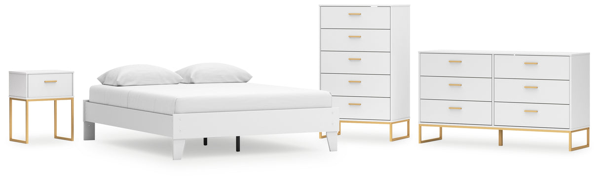Socalle 4-Piece Queen Platform Bed with Dresser, Chest and Nightstand (Queen Platform Bed, Dresser, Chest of Drawers, Nightstand)