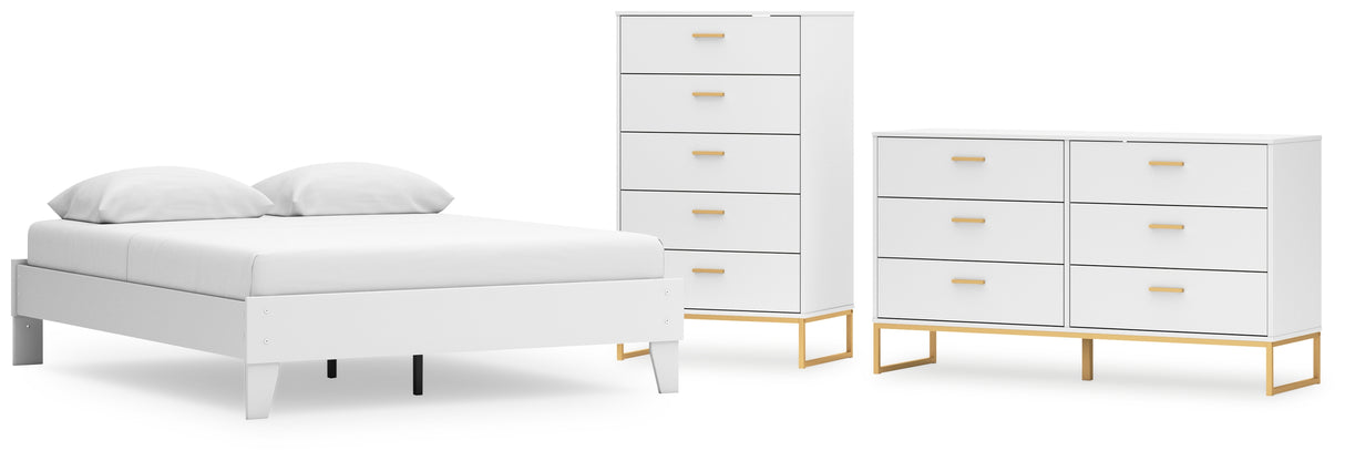 Socalle 3-Piece Queen Platform Bed with Dresser and Chest (Queen Platform Bed, Dresser, Chest of Drawers)