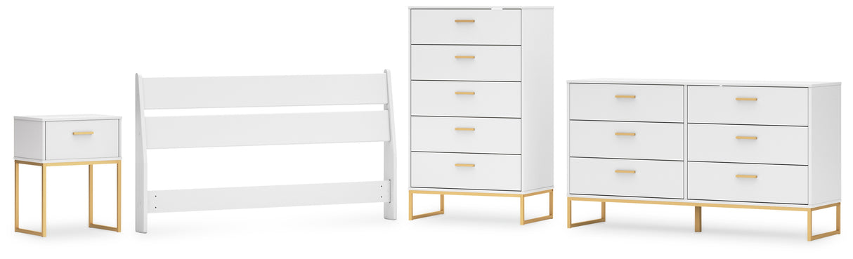 Socalle 4-Piece Queen Panel Headboard with Dresser, Chest and Nightstand (Queen Panel Headboard, Dresser, Chest of Drawers, Nightstand)