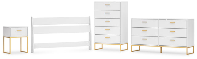 Socalle 4-Piece Queen Panel Headboard with Dresser, Chest and Nightstand (Queen Panel Headboard, Dresser, Chest of Drawers, Nightstand)