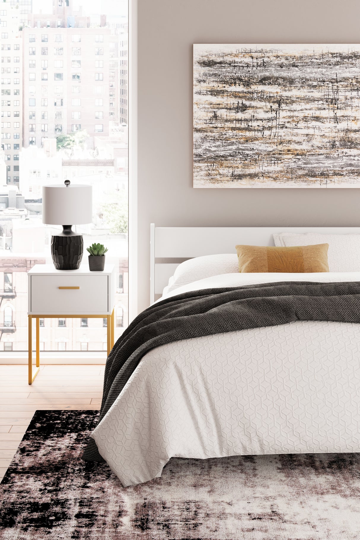 Socalle 3-Piece Queen Panel Platform Bed with Dresser (Queen Platform Bed, Queen Panel Headboard, Dresser)