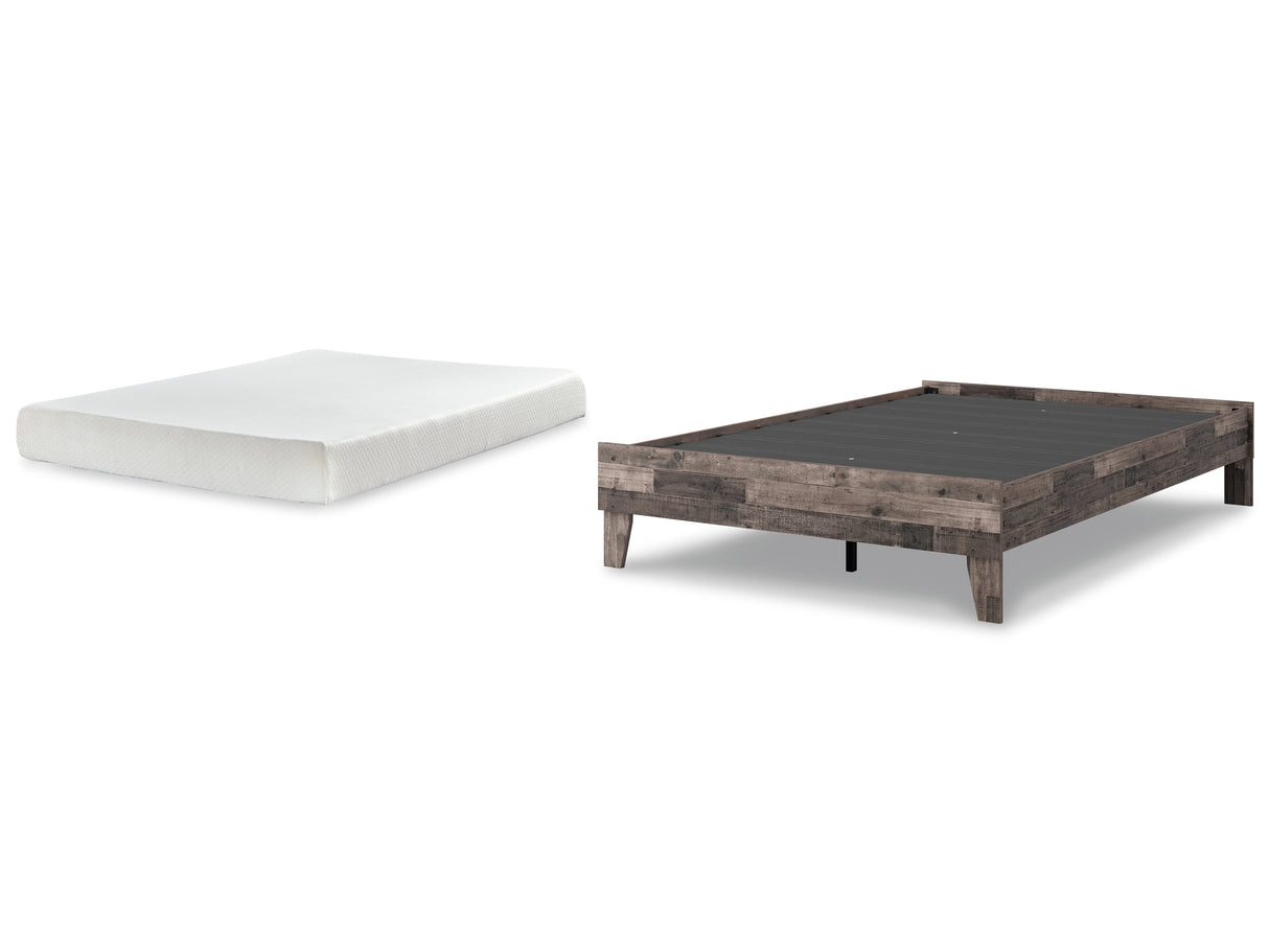 Neilsville 2-Piece Full Platform Bed with Mattress (Full Platform Bed, Chime 8 Inch Memory Foam Full Mattress in a Box)